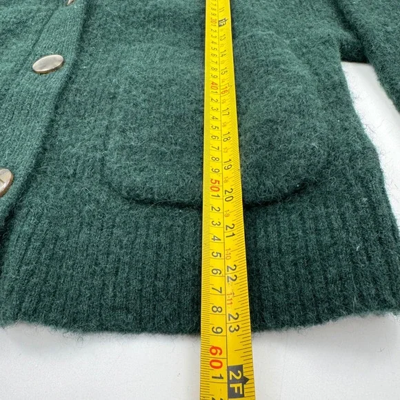 & Other Stories Alpaca Blend Boxy Cardigan Green Oversized Pocket Sweater XS - Picture 7 of 8